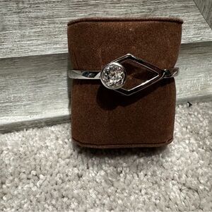 White House Black Market Silver Tone Geometric Bracelet with Clear Stone